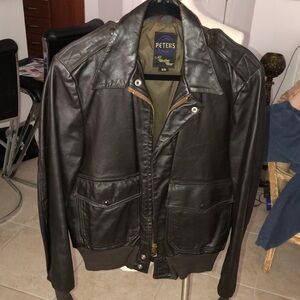 Peter’s Brown Military Field Jacket Genuine Leather One Owner